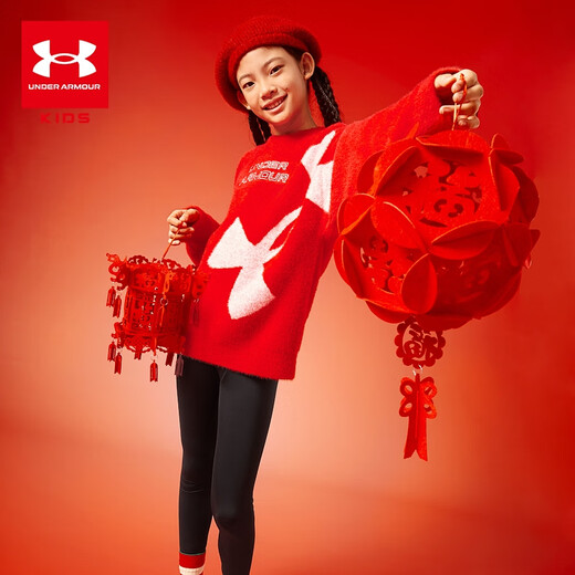 Under Armor New Year Series Round Neck Sweater Children's Sweater Soft Autumn and Winter Versatile Big Children's Top 244303574