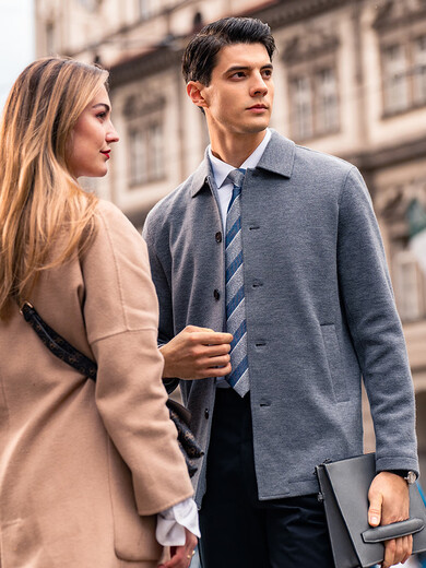Mr. BU Business Revers Woll Cardigan Herren Frühling und Herbst Doppelseitige Taschenjacke BT12358 Break Code Clearance Black M (170) All-Code