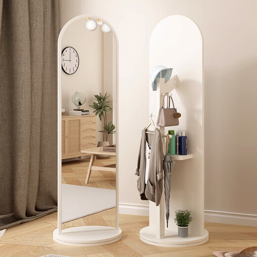 Huakaizhixing Espejo de tocador, Espejo de Cuerpo Entero, Espejo de Piso a Techo, Espejo Giratorio, Perchero para Dormitorio, Espejo de una Pieza, Espejo de Montaje JY63 Blanco 30*165