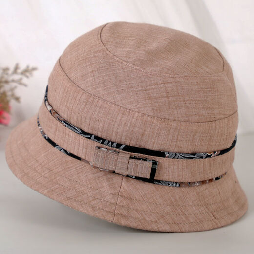 UKCF old lady hat summer thin middle-aged women's hat spring and autumn cloth hat mom basin hat elderly fisherman hat casual old man hat grandma sun hat leather red 55-58cm adjustable