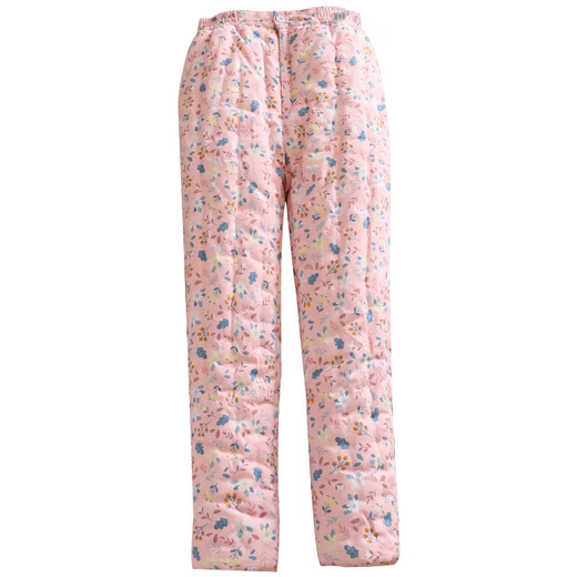 Mukis pure cotton handmade cotton pants for women, thickened high-waisted warm pants, loose for home and outdoor wear in winter, pink sunflower 4XL