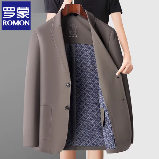
ROMON high-end traceless casual suit men's spring and autumn suit jacket slim business elastic middle-aged daddy suit Y12397 khaki XL 180 [suitable for 135-150Jin [Jin equals 0.5 kg]]