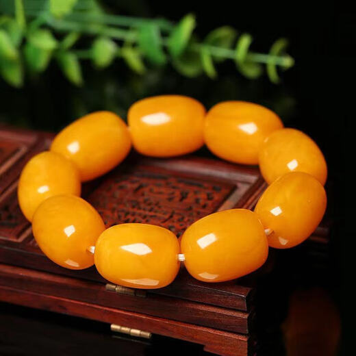 Chinese Valentine's Day gift beeswax bracelet second generation amber chicken fat yellow bracelet men's and women's rough stone men's style two (19mm*20mm)