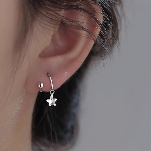 Core luxury sterling silver 925 silver star earrings for women, niche design, high-end spiral earrings for women, screw-buckle earrings for pierced ears, one pair + exquisite gift box