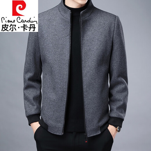 Pierre Cardin Men's Wool Wool Jacket Short Jacket Wool Double-sided Ninnie Coat Thickened Wool Jacket Autumn and Winter M9025 Black Stand Collar XL 180