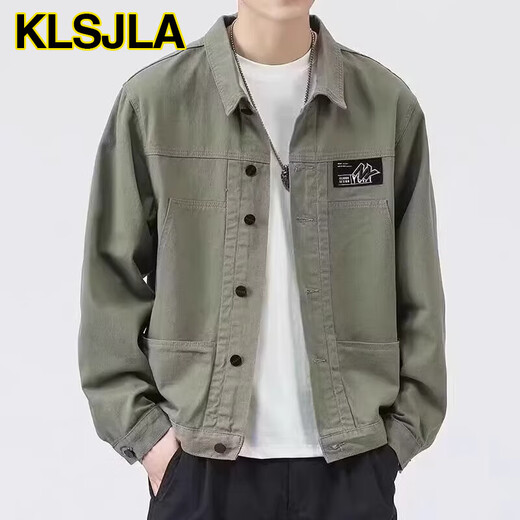 KLSJLA jacket men's spring and autumn new shirt lapel autumn clothes men's work jacket early autumn jacket top Ai [upgraded version] K12806 gray XS 5XL [recommended 180-200Jin [Jin equals 0.5 kg]]
