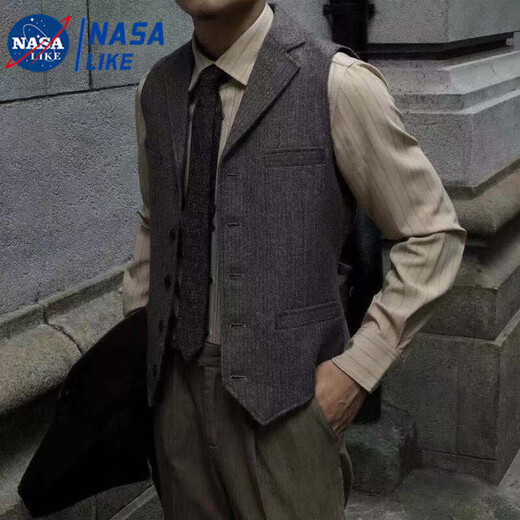 Taozilang Spring and Autumn British retro herringbone wool suit vest men casual slim men wool vest trend SN12 dark gray 2XL