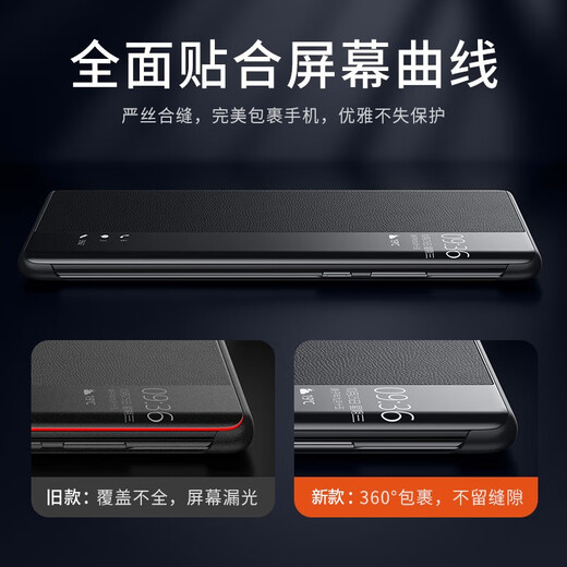 Jinwu is suitable for Huawei mate50 mobile phone case mate50pro mobile phone case high-quality flip-top leather case smart window all-inclusive anti-fall business case protective cover Mate50/50E black