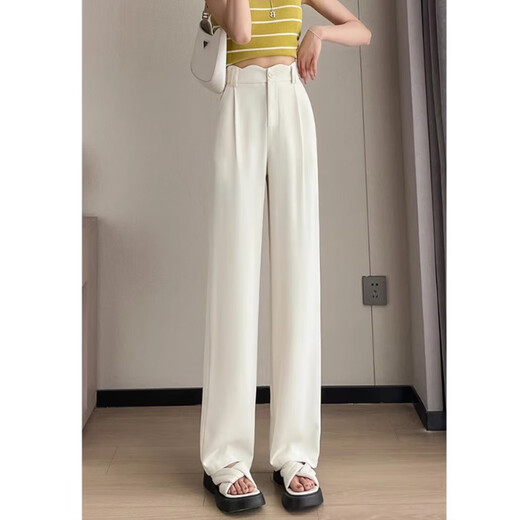 Pantalones de algodón algodón de la cintura ancha para mujeres en primavera y otoño verano Nuevo pantalones casuales de moda sueltos y versátiles para mujeres pantalones de traal de traje recto 692 negro 29.5 [alta calidad] 2xl 143-159Jin [Jin equivale a 0.5 kg]