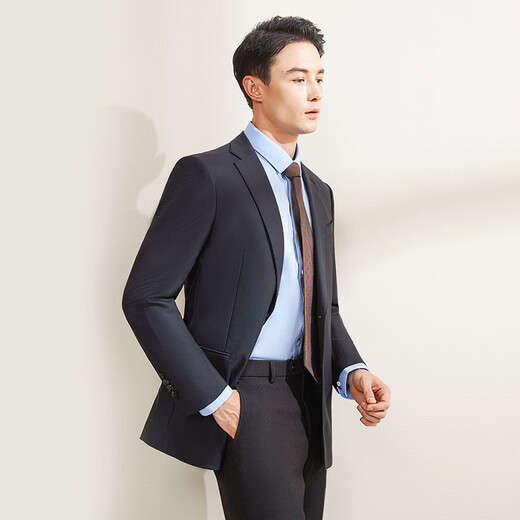 乔治白秋季男士羊毛西服外套二粒扣黑色西装商务职业单西上衣 黑色220.001.1902694 165/88A