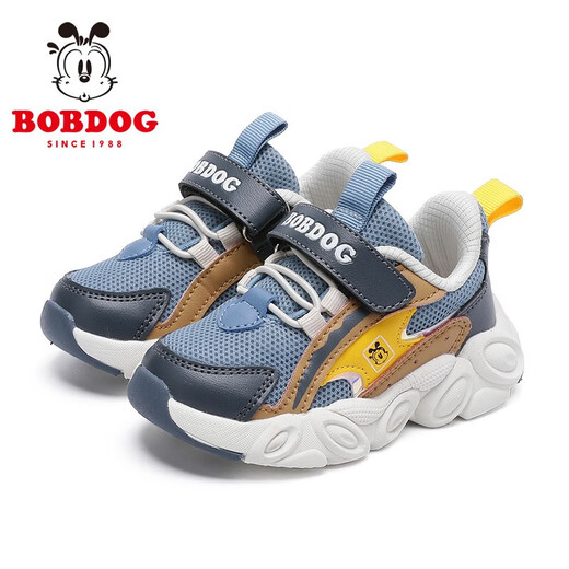 巴布豆（BOBDOG）童鞋男宝宝学步鞋春秋款儿童运动鞋 102313007 雾灰/青兰25