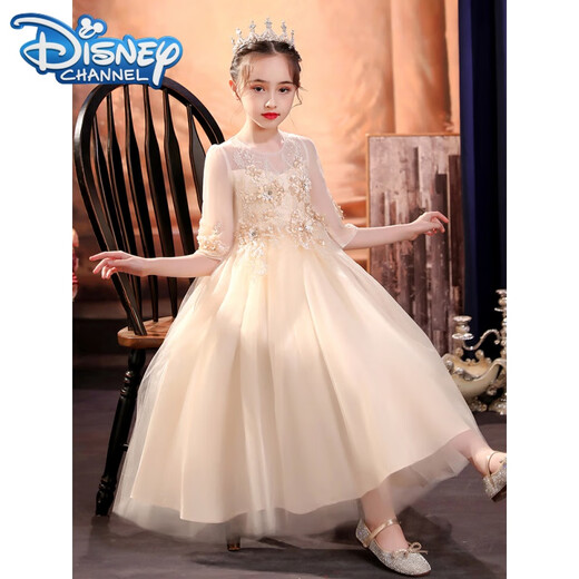 
Disney (Disney) girls' dress birthday children's piano performance dress girls high-end flower children's wedding evening dress princess skirt host 683 burgundy net sleeves [+ crown] 170cm
