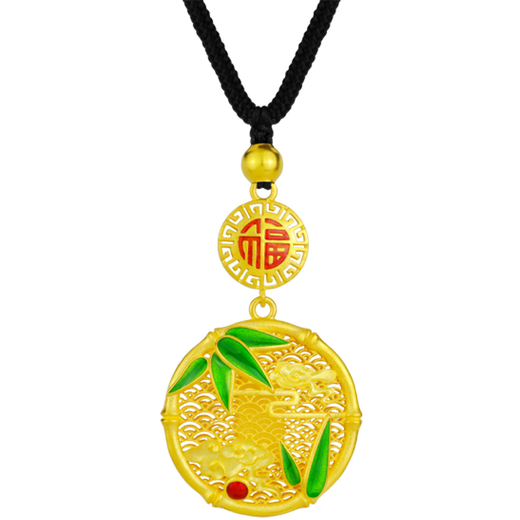 蔡艺匠足银艺品古法花丝节节攀高珐琅彩吊坠银镀金项链情人节送女友 5GP1278