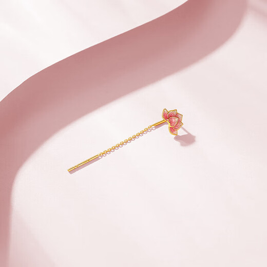 Chao Acer Flower Rhyme Yellow 18K Gold Ear Wire Earrings Women's Colorful Gold Earrings for Girlfriend's Birthday Gift Lotus Single Style