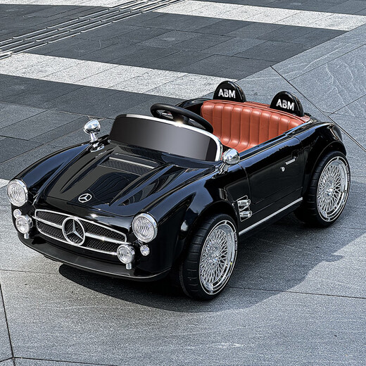 Kangshuai Aibeimei children's electric car four-wheeled seats and can be remotely driven by people 1-3-6 years old 5 toy cars kids and babies driving a baby stroller White soft wheel: leather seat + remote control + trunk Early education music mobile phone Bluetooth
