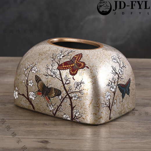
Shantoulin Village Sense Ceramic Paper Towel Box Living Room Light Luxury Card Box Household European Ornaments Napkin American Creative 1047 Blue Orioles Blooming