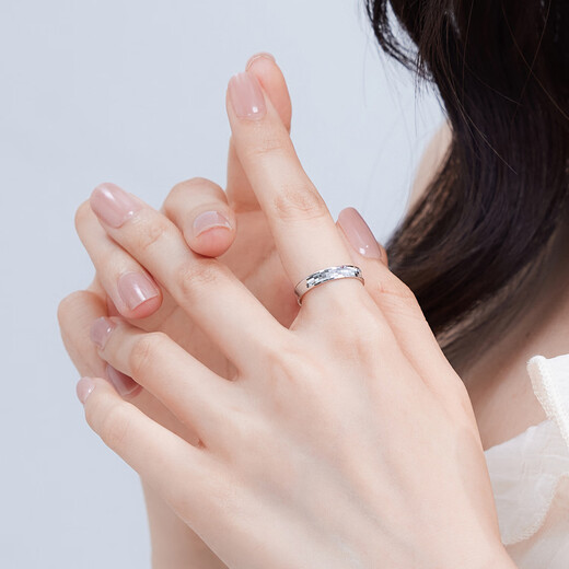 Lukfook Jewelry Platinum 950 Car Flower Simple Platinum Ring Couple Ring for Men and Women Single Price L04TBPR0009 No. 17-4.98g (including labor cost 378 yuan) Men's Style