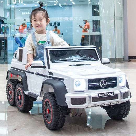 Xingchenhao Mercedes-Benz children's electric car big g baby six-wheel drive can sit adults' remote control off-road parent-child male and female children's toy car six-wheel drive painted black + remote control + swing + leather seat + soft wheels