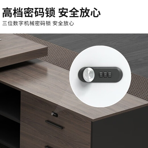 Boss desk work single desk and chair office combination executive desk simple modern president executive manager desk 2.0 meters with single side cabinet + boss chair + 5 doors