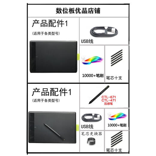 WACOM Original Digital Board CTL-671/471 handbemalte Board Computer Drawing Board Bamboo Entry Learning Writing Board CTL-671 Single Board + Line (9 neue 27.7x18.9cm