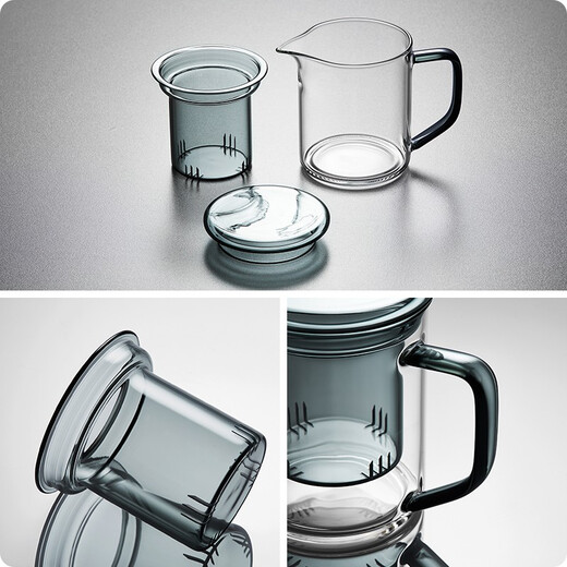 Mesni Glass Tea tasse de thé à thé de séparation d'eau de séparation d'encre couleur créativité Brewing Tea tasse avec eau filtrée tasse de fleur de fleur tasse de thé Kung Fu Set Moke tasse 690 ml