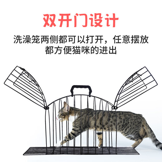 Washing cat cage, cat blow-drying cage, washing cat artifact, anti-scratch, blow-dry, cat bathing cage bag, fixed cat supplies, anti-scratch, washing cat cage, blue + long-handled brush L-suitable for 8-12 Jin Jin equals within 0.5 kg