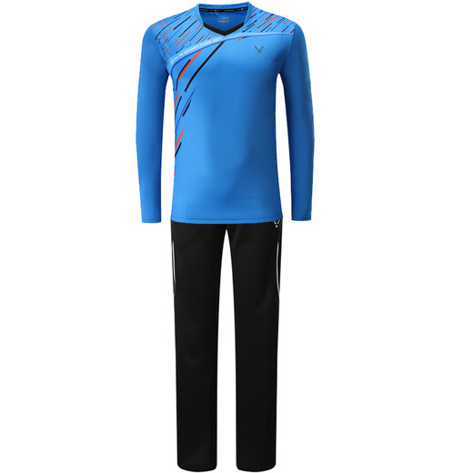 
Chuangjingyi's long-sleeved badminton uniform autumn and winter suit men and women quick-dry tennis uniform children's sportswear running trousers long-sleeved top 3893 boy's blue top M