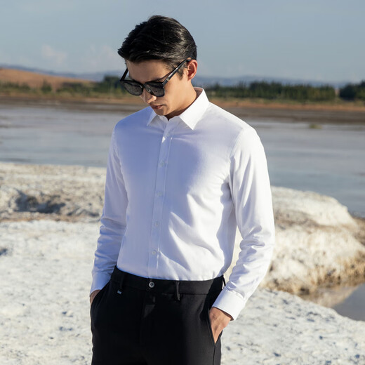 YOUNGOR long-sleeved shirt men's plain thermal shirt cotton graphene thermal liner business thermal VLBN119760BBA white 42