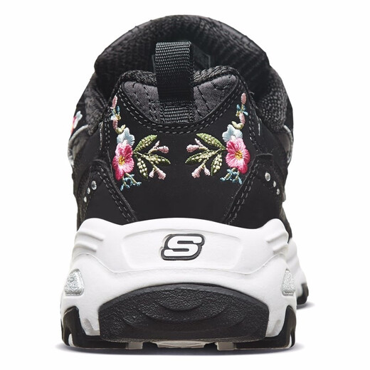 
Skechers women's shoes spring and autumn 2024 new thick-soled high-rise daddy shoes lightweight shock-absorbing casual embroidered panda shoes sneakers 11977-BLK 35
