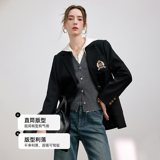 KBNE Black Casual Suit Jacket Feminine Suit 2025 New Workplace Commuting Formal Tops Spring and Autumn Women Black S