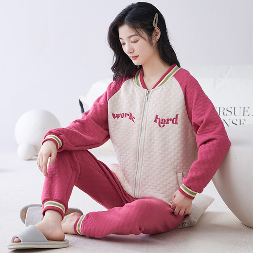
Comfortable shirt for women, winter pure cotton long sleeves, autumn and winter warmth thin cotton air cotton mezzanine, women's warm home clothing MC15272 M (recommended 80-100 Jin [Jin equals 0.5 kg])