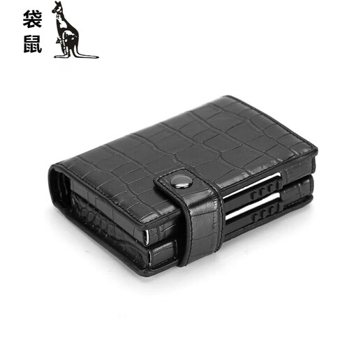 Caja de tarjetas de doble tarjeta de canguroo Billet de billetera Anti-demagnetización RFID Bag Card Creative Business Card Billet Billet Bold de billetera [520 Crazy Horse Negro