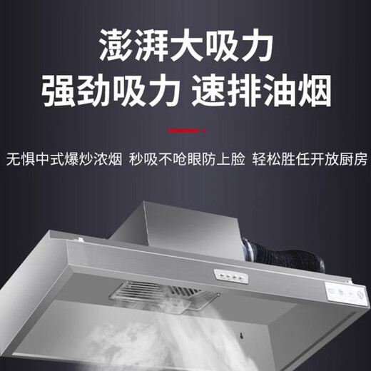 帛蔻商用油烟机柴火灶油烟净化一体机大吸力饭店炸鸡餐饮农村土灶厨房不锈钢排烟罩 200*80cm 880W*2 柴火灶专用包安装