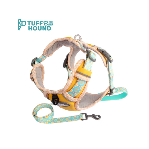TUFF HOUND dog leash dog leash pet walking rope explosion-proof chest harness for small and medium-sized dogs TH003 yellow set S