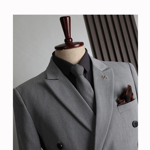 Walker Shop-Anzug Herrenfarben koreanischer Stil Slim Double Breasted Business Formal Wear Casual Bankett Bräutigam Hochzeitskleid Schwarz (Top + Weste + Hosen) XL /52