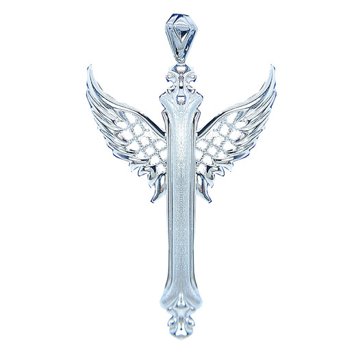 Heye Jewelry Bright Blind Angel Wings Wings Real Gold Brushed Polished PT950 Platinum Men's Pendant White Gold 18.60g Width 30mm Height 55mm Free Leather Cord