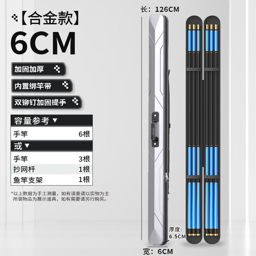 Jiazhi Diao New Fishing Rod Bag Hard Shell Waterproof Fishing Gear Bag Multifunctional Lightweight Portable Fish Rod Bag Fish Upgraded Thickened Gray 6cm