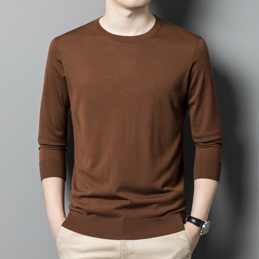 XJSGS international luxury high-end brand imitation pure woolen sweater men's 2025 autumn and winter round neck pullover sweater bottoming shirt high-end blue gray spot Suda 3XL 190