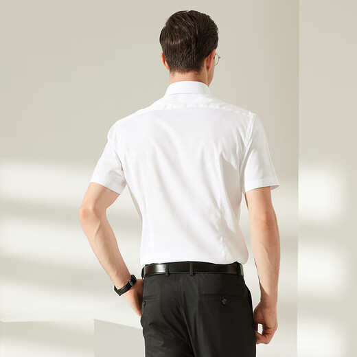 Yageo [96% cotton + elastic DP free iron] shirt men's short-sleeved summer business casual short-sleeved shirt easy to handle tooling white 40