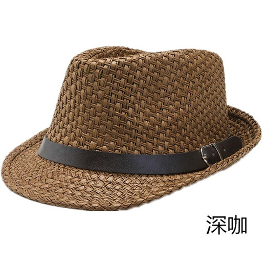 诺芝萌 夏季爵士帽子 中老年男士礼帽 草帽户外遮阳帽男士太阳帽子NF060 米色 均码