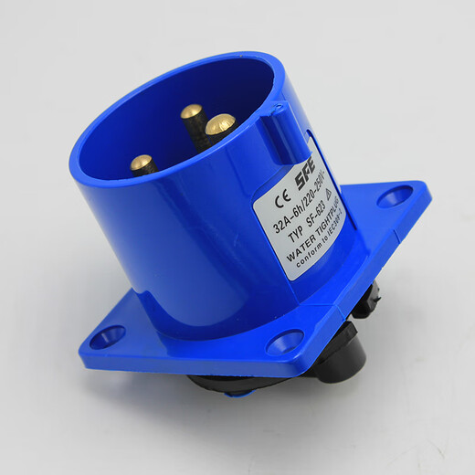 RV external mains socket power plug mains interface power interface waterproof external power box 16A32A 32A socket 3-core male plug 011037