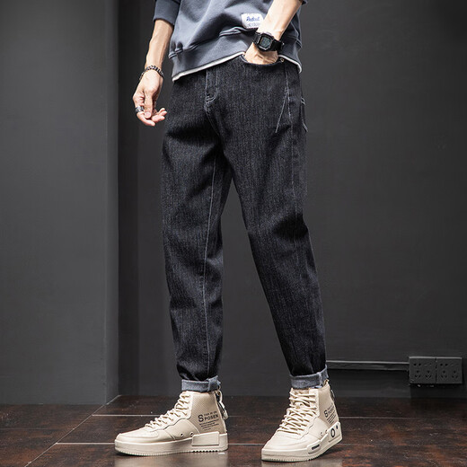 
Keikura jeans men's spring and autumn new straight slim-fitting trousers loose and versatile Harun long pants men 6621 black 30