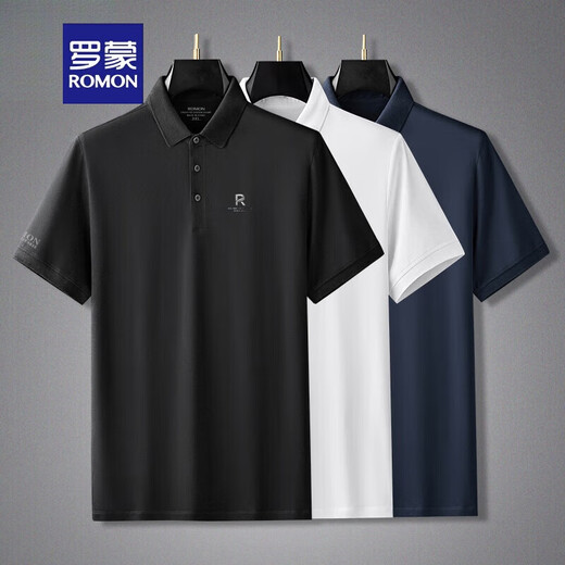 ROMON (ROMON) new short-sleeved T-shirt for men's summer half-sleeved polo base shirt for middle-aged and young business casual classic lapel fashion model lapel short * sleeve 22#xsx9209 white M90120Jin [Jin equals 0.5 kg]