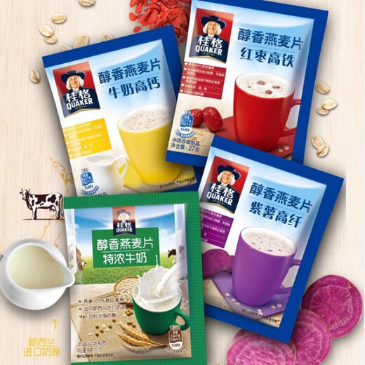 桂格即食燕麦片1000g/1478g 无蔗糖膳食纤维即食纯燕麦片早餐代餐饱腹 红枣高铁540g/袋