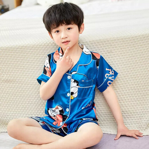 迪士尼（Disney）儿童睡衣男童冰丝短袖家居服夏季男孩初中生大童薄款套装宝宝夏装 673-皮卡丘【男】 【短套-冰丝】 170 16码【建议身高135-145cm】