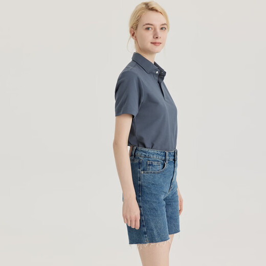 Staffel 5 Smart fünf schwere doppelt Perlen Kurzarm Polo-Hemd Herren Ice Seide rein weiße leichte Luxus-Hemd-Hemdkragen täglicher Pendler T Grey D753 XL (Gewicht empfohlen 76-85 kg)