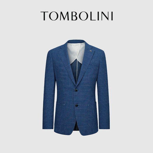 Dongbolini Frühjahr neuer lässiger Einzelanzug Herren-Freizeitanzugjacke trendiger blau karierter All-Match-Anzug dunkelblau M 170/92A (48)