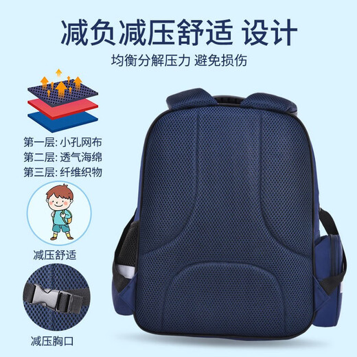 Schoolbag für Grundschule für Grundschule, erste Klasse, drei bis vier, fünf und sechs leichte Wirbelsäulenschutzmädchen Ultra-Licht-Kinder-Rucksack neuer Stil 6623 Royal Blue Yellow große Größe