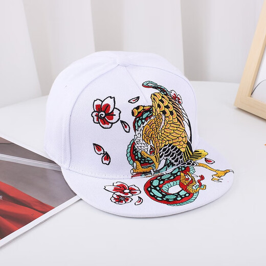 Nozhi Meng Chinese style hat for men and women, embroidered flat brim hat, flat brim hat, baseball cap, sun hat, duck tongue sun hat NM164, peony black, one size fits all, adjustable