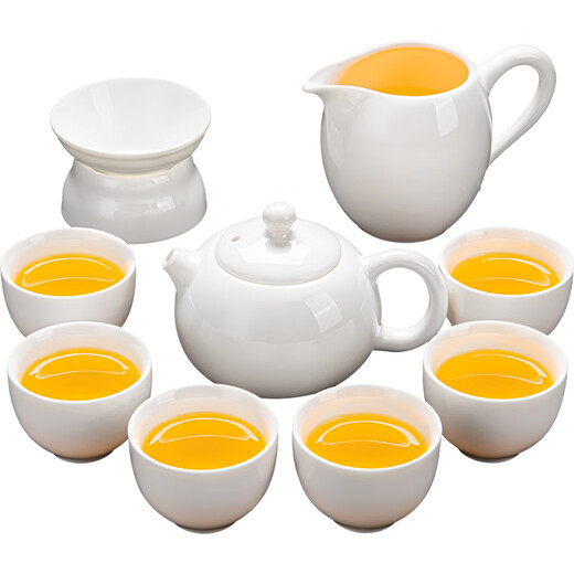 Original and mutton-fat jade white porcelain tea set set for home high-end office reception and drinking teapot complete set of ceramic kung fu tea cups